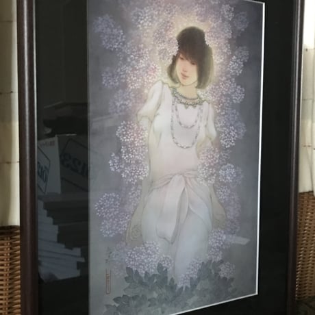 松平一民   「木花佐久夜毘売」(コノハナサクヤヒメ )  P6号      Matsudaira Kazutami   「 as the cherry blossoms .」　41.0×27.3cm