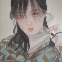 やちだけい  「薄紅葉」  サムホール     Yachida  Kei　「Faint autumn colors」 (22.7×15.8cm)