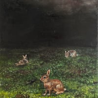 森 水翔　「うさぎと十五夜」　サムホール 　Mori Mizuha 「The Rabbit and the Mid-Autumn Moon」    22.7×15.8cm