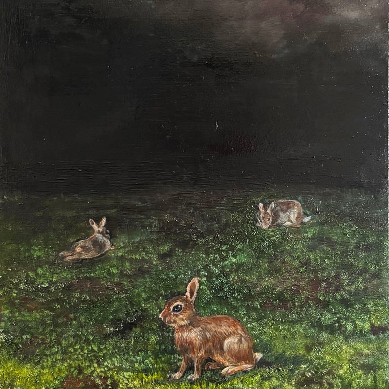 森 水翔 「うさぎと十五夜」 サムホール Mori Mizuha 「The