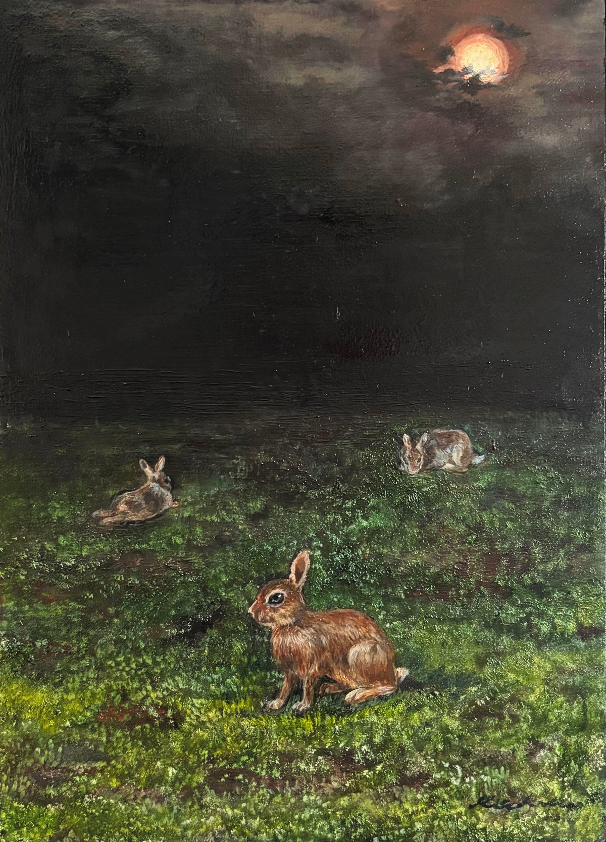 森 水翔 「うさぎと十五夜」 サムホール Mori Mizuha 「The Rabbit a