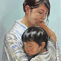 長内絵海「母子像」 P8号　　Osanai Emi  「mother and child statue」 (45.5×33.3cm)