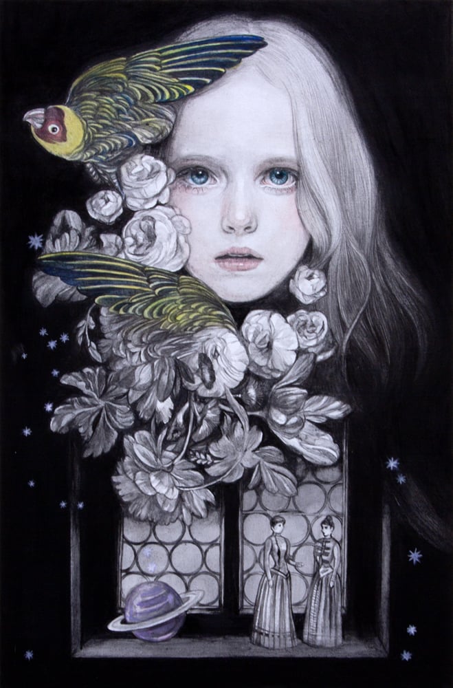 遅野井梨絵 「大きな瞳」 油絵・油彩画 絵画 遅野井梨絵