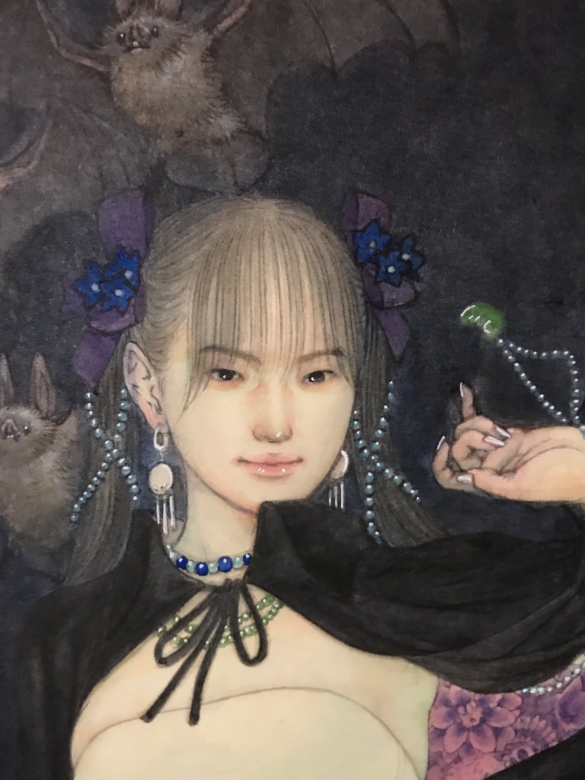 日本画家堤進の平面ポップアート 作品 。ミクストメディア「迷蝶・棺一基」 日本画家堤進の平面ポップアート 作品 。ミクストメディア「迷蝶・棺一