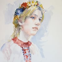 大友義博 「ウクライナの女性」F6号  Otomo Yoshihiro  「Ukrainian woman」 (41.0×31.8cm)