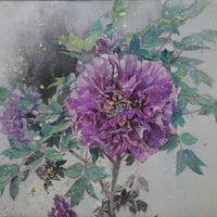 北川安希子　「赤紫ー牡丹」  F4号　 Kitagawa  Akiko　「Purple-red—Peony」  (24.2×33.3cm)
