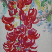 北川安希子　「南国の花」 約15×8㎝　 Kitagawa  Akiko　「Tropical Flowers」