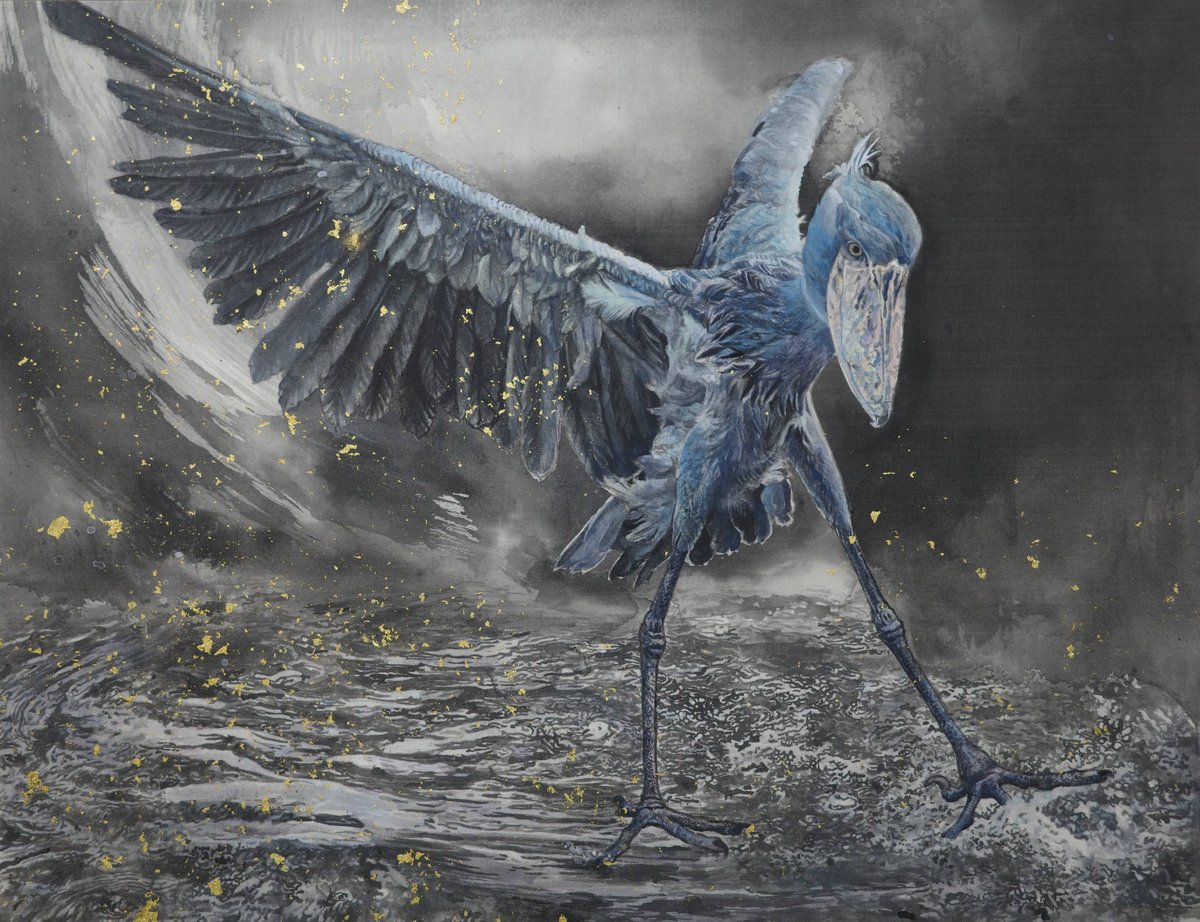 天然石 角閃石 ピーターサイト 鳥文様 ハシビロコウ 希少