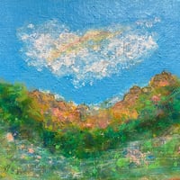 すずきゆきお「雨あがる」 F0号　Suzuki Yukio  「The Rain Stops」 (14.0×18.0cm)