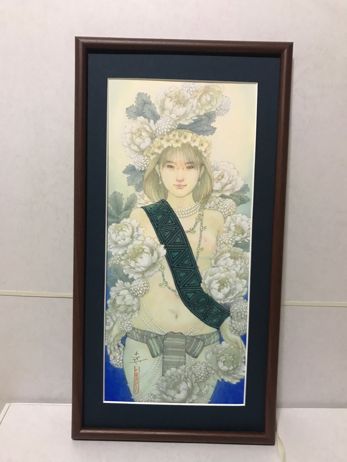写実画・松に止まる雀・25cm・金縁・Meissen・ 写実画・松に止まる雀