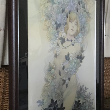 松平一民   「天降る神」(アモルカミ)  F4号      Matsudaira Kazutami   「god who sends down from heaven」　33.3×24.2cm