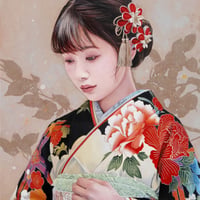 久下じゅんこ　「咲く花」 F3号    Kuge Junko  (27.3×22.0cm)