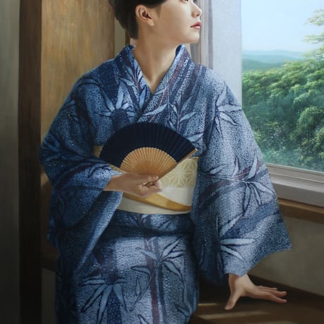 朝日夏実　「涼やかな人」　M20号　Asahi Natsumi   (72.7×50.0cm)