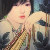 ☆伊藤正一☆「日高山脈と菜の花」アクリル画　F４号　未使用！ 2025.3.1 #山茶花 数日前のつぼみが咲きました。 長崎のガラスに