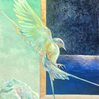 木村夏子 「鏡の中のツバメ」  F4号　Kimura Natsuko   (33.3×24.2cm)