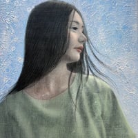 志賀絵梨子　「涼をとる」 P4号    Shiga  Eriko   「cool off」  (33.3×22.0cm)