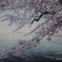 北川安希子　「湖国の春」  M10号　 Kitagawa  Akiko　「Spring in the Lake Country」  (33.3×53.0cm)