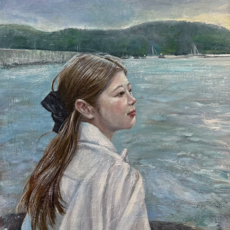 長内絵海「潮 風」 F3号 Osanai Emi 「sea breeze」 (27.3×2