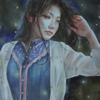 徳田明子　「鳴かぬ蛍が身を焦がす」　F4号　33.3×24.2cm