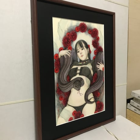 松平一民   「闇龗と大蛇」  P6号    Matsudaira Kazutami    41.0×27.3cm