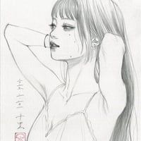 山下千里  「かき上げる」  16.2×12.0cm  　Yamashita  Chisato  「brush back」