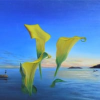 景井享平「夕凪と鷺」 サムホール　　Kagei kyohei  「evening calm and the heron」 (22.7×15.8cm)