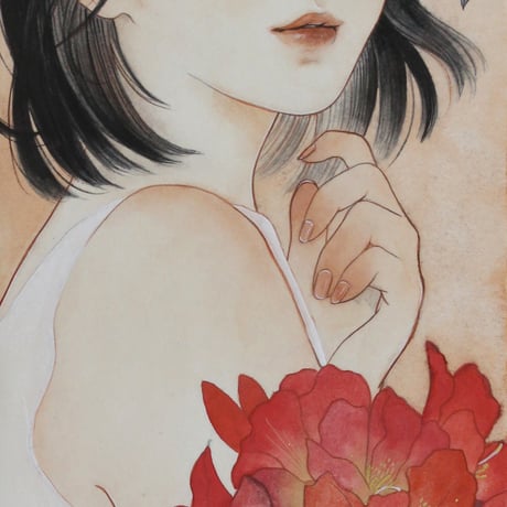 花菱 慧   「ゆらぐ緋褪」  Wサムホール    Hanabishi  Kei   　45.4×15.8cm