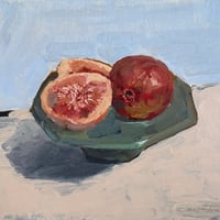宮田みな美　「ざくろとコンポート皿」 F3号　Miyata  Minami  「Pomegranate and compote dish」 (22.0×27.3cm)