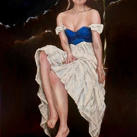 長内絵海「夢 遊」 P6号　　Osanai Emi  「dreaming and playing」 (41.0×27.3cm)