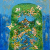 すずきゆきお  「木の花咲く日」  F4号　Suzuki Yukio  「The day when the flowers bloom on the trees」 (33.3×24.2cm)