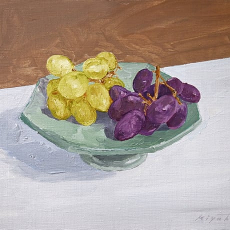 宮田みな美　「葡萄とコンポート皿」 F3号　Miyata  Minami  「Grapes and compote dish」 (22.0×27.3cm)