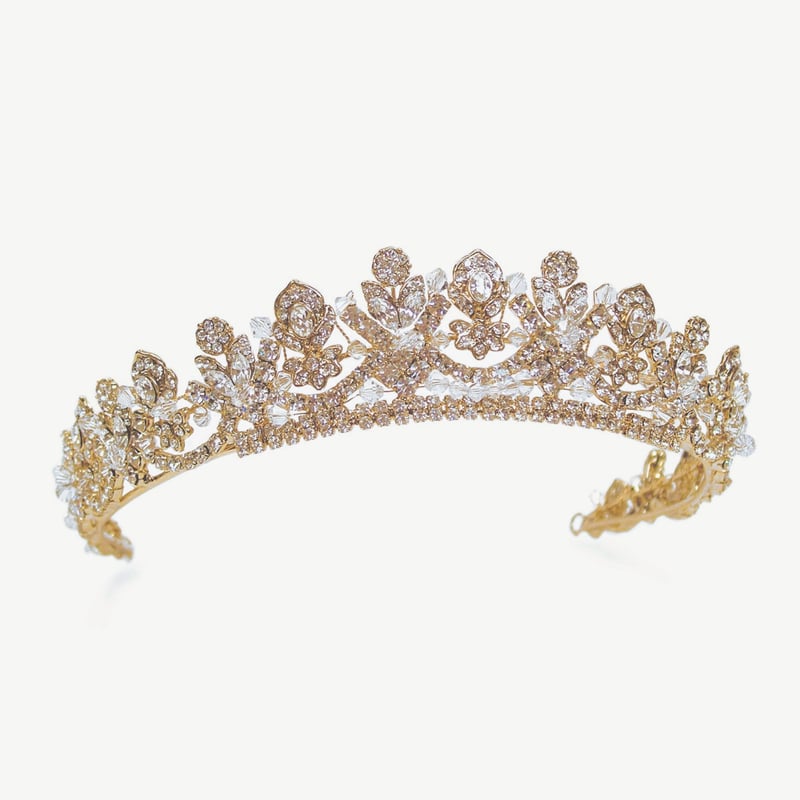 Ivory & Co. ティアラ　Francesca ゴールド ⭐︎受注オーダー⭐︎ FRANCESCA GOLD CRYSTAL PRINCESS TIAR