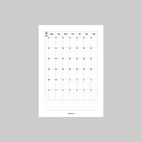 月間カレンダー（2022年1月〜2022年12月）｜ボックス型｜月曜始まり｜A5タテ｜1月始まり【ダウンロード製品】