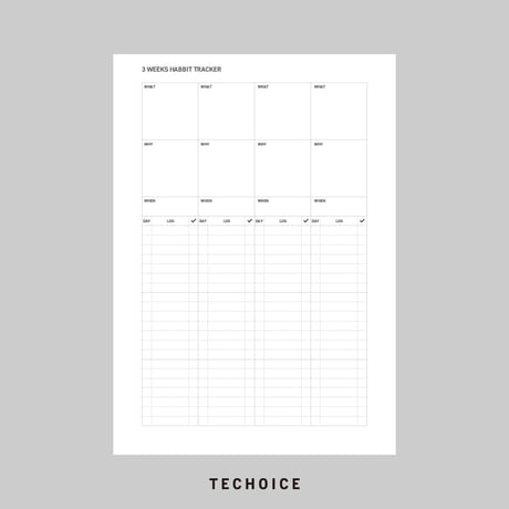 ３週間習慣化トラッカー｜3WEEKS HABBIT TRACKER｜A5タテ【ダウンロード製品】