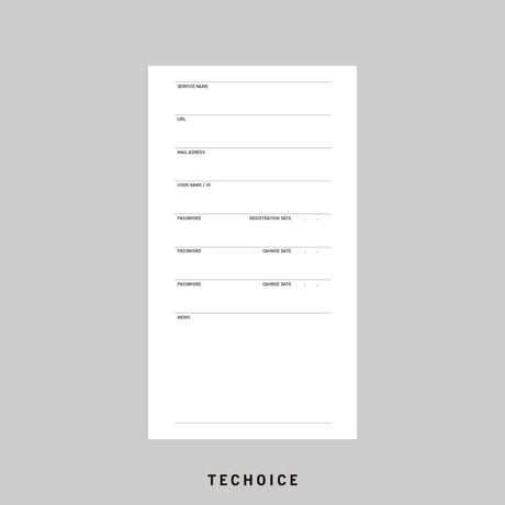 パスワード管理シート｜PASSWORD MANAGEMENT SHEET｜バイブルサイズ【ダウンロード製品】