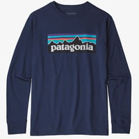 patagonia (パタゴニア)  #62229 P-6 Logo: Classic Navy (PLCL)/ボーイズ・ロングスリーブ・グラフィック・オーガニック・Tシャツ