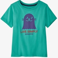 patagonia #60388 Live Simply Seal: Fresh Teal (LVFT)/ベビー・リジェネラティブ・オーガニック・サーティファイド・コットン・グラフィック・Tシャツ