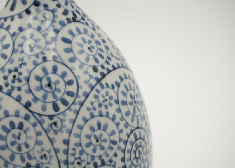 水盤 染付 蛸唐草文様 4つ足 盆栽鉢 花器 フラワーベース 水盤 染付 蛸唐草文様 4つ足 盆栽鉢 花器 フラワーベース 万象窯