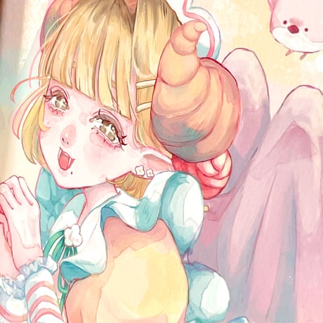 ［西瓜みい］オカユウリ×西瓜みい 二人展 展示作品『こあくまのほほえみ』