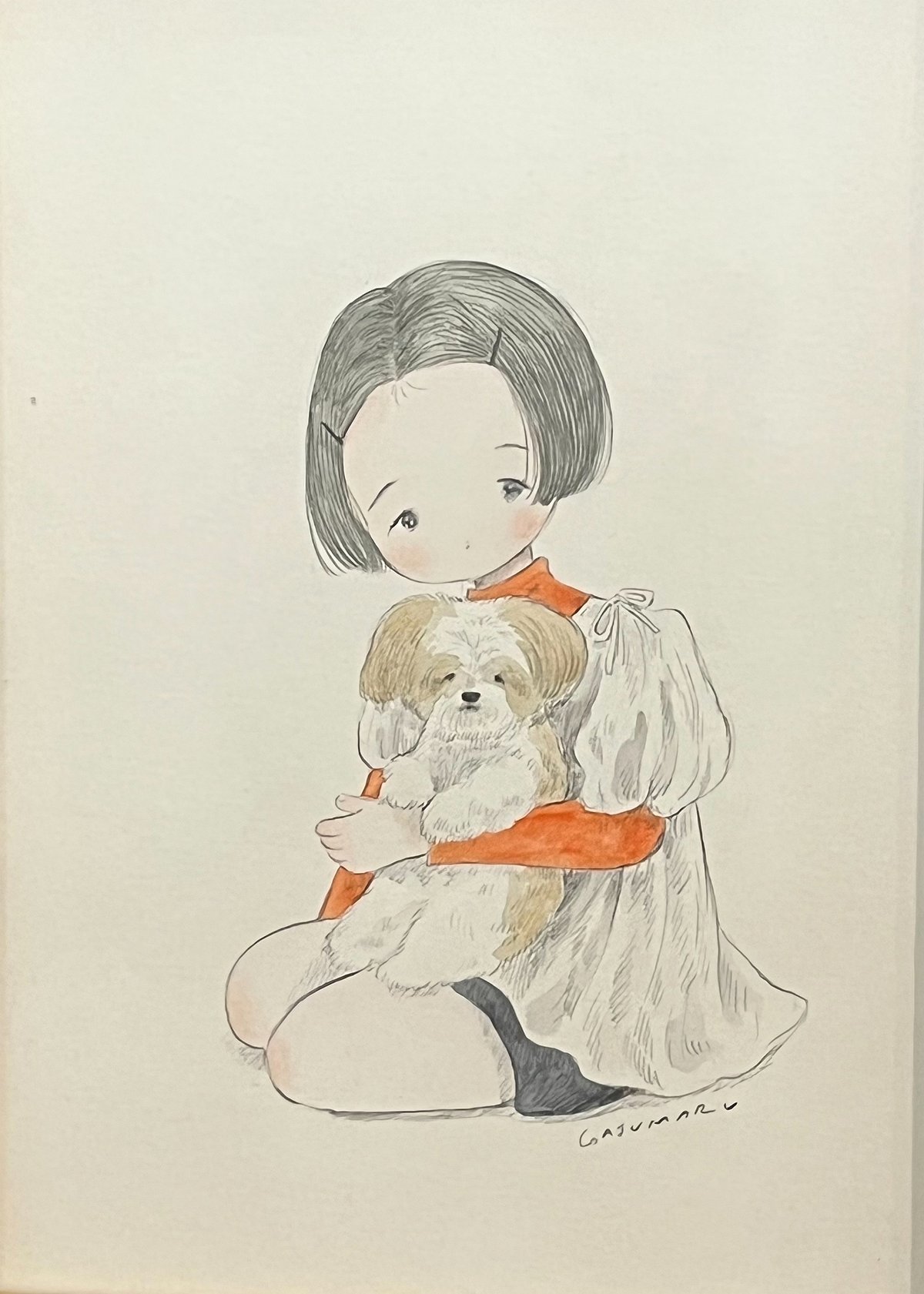 絵画。原画【かわいいマルジースはジュースが好き】 絵画。原画【かわいいマルジースはジュースが好き】 絵画。原画