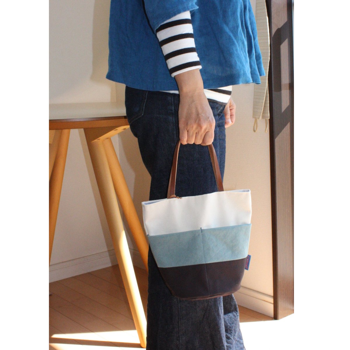 メルリ様 バケツ型 ミニトート ハンドメイド 再販☆帆布8号生地