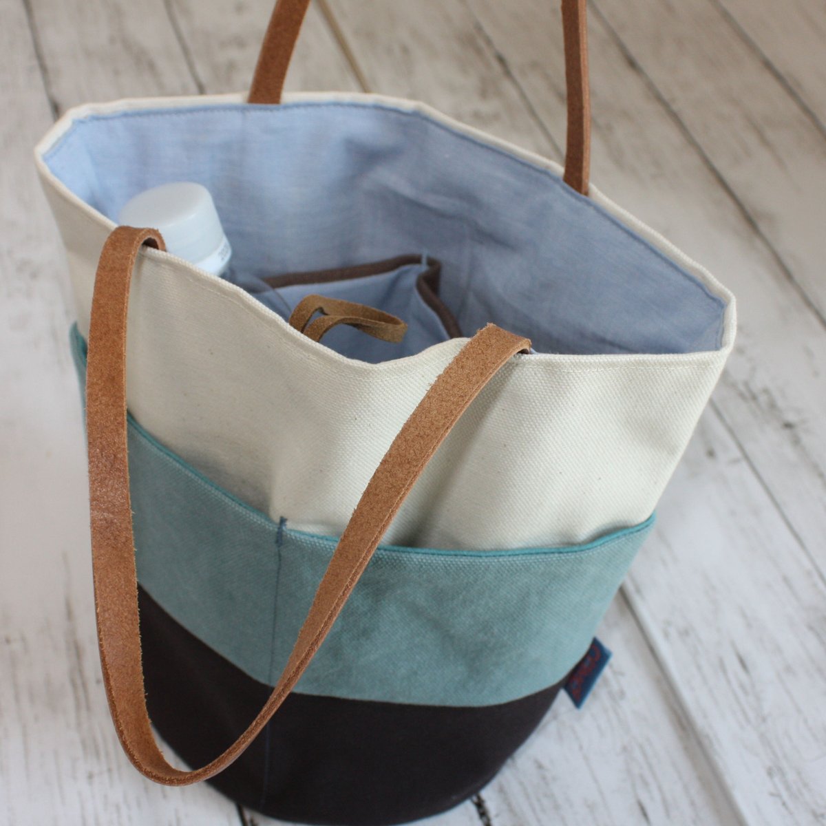 メルリ様 バケツ型 ミニトート ハンドメイド ショルダー付きバケツ型ミニトート【ブルー系】 | shiba_como STORE