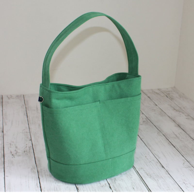 バケツ型トートバッグM【グリーン】 | shiba_como STORE