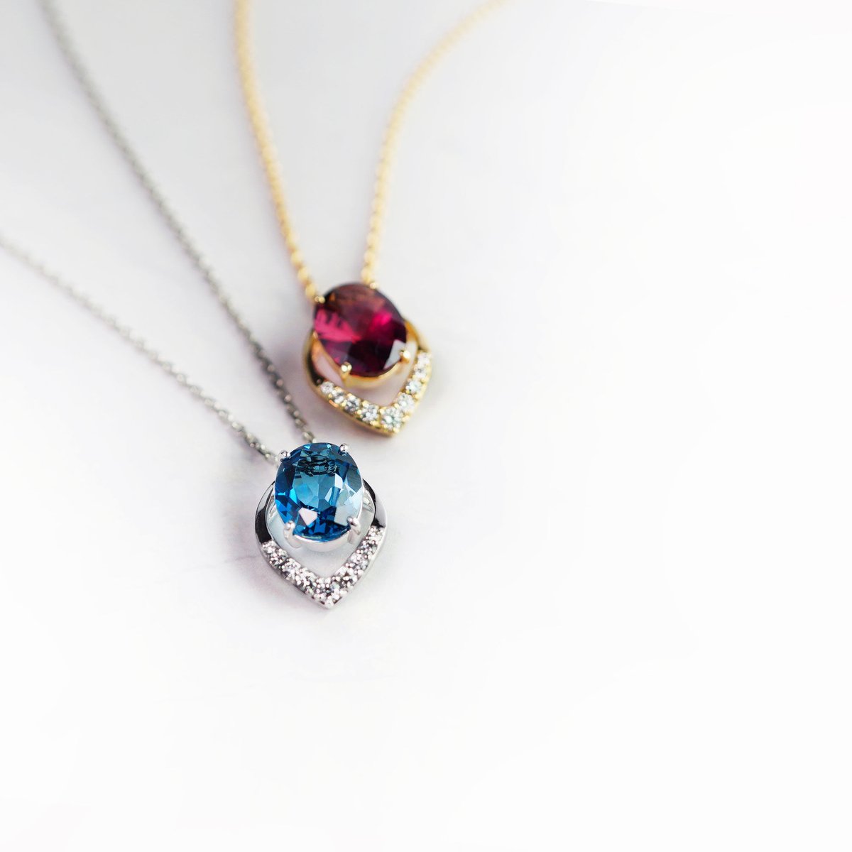 ロンドンブルートパーズ　ダイヤモンド ネックレス K14WG PNJ-151 ロンドンブルートパーズ ダイヤモンド ネックレス K14WG PNJ-151