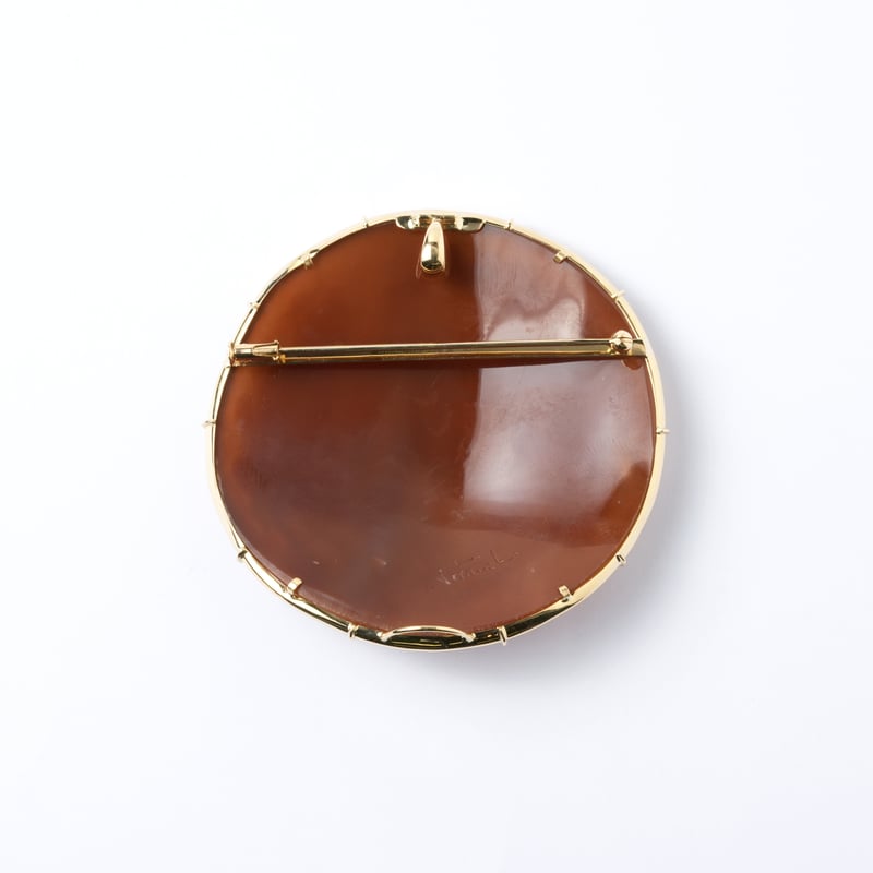 K18 シェルカメオブローチ・“LUCA”銘入りシェルカメオ×K18 ブローチ