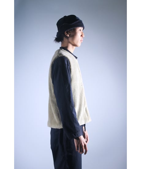1.Fur vest crew neck / Organic cotton / Purplish gray