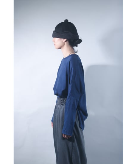 1.Fendo-Long sleeve / Organic cotton satin /Night blue
