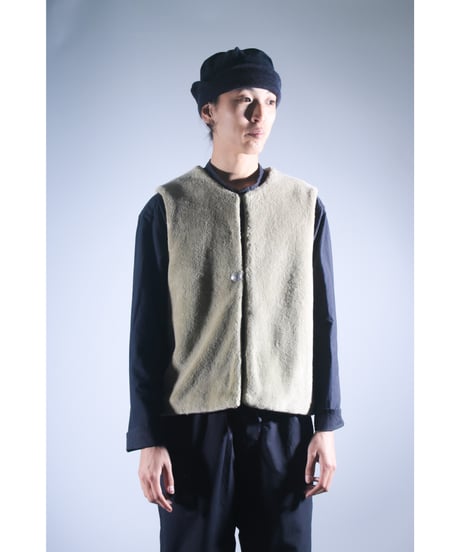 1.Fur vest crew neck / Organic cotton / Purplish gray