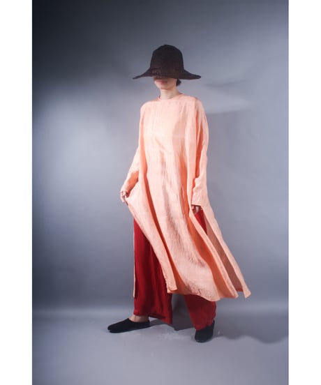 1.slit dress silk longsleeve / Silk khadi / Long sleeve/Pink sky/Stained price