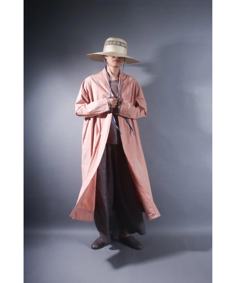 2.Robe coat/Organic cotton Typewriter/Size-1/Nude pink